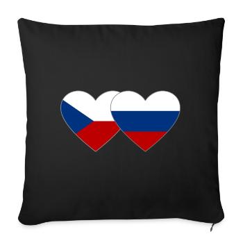 Czech Republic Russia Flag Heart - Sofa pillowcase 17,3'' x 17,3'' (45 x 45 cm) - black - Front