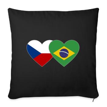 République tchèque Brésil Flag Heart - Housse de coussin décorative 45 x 45 cm - noir - Devant