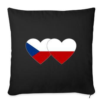Czech Republic Poland Flag Heart Wide - Sofa pillowcase 17,3'' x 17,3'' (45 x 45 cm) - black - Front