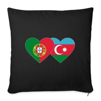 Portugal Azerbaijan Flag Heart - Sofa pillowcase 17,3'' x 17,3'' (45 x 45 cm) - black - Front