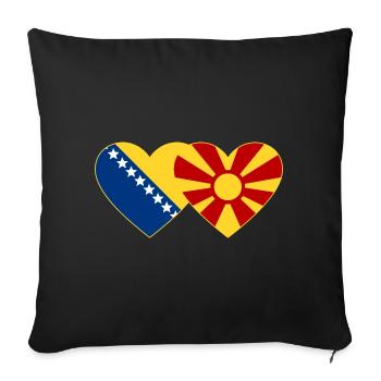 Bosnia Macedonia Flag Heart - Sofa pillowcase 17,3'' x 17,3'' (45 x 45 cm) - black - Front