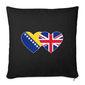 Bosnia England Flag Heart - Sofa pillowcase 17,3'' x 17,3'' (45 x 45 cm) - black - Front