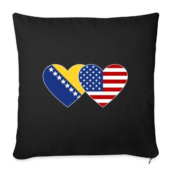 Bosnie-Herzégovine Drapeau Coeur - Housse de coussin décorative 45 x 45 cm - noir - Devant