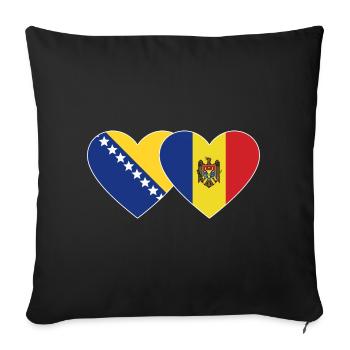 Bosnia Moldova Flag Heart - Sofa pillowcase 17,3'' x 17,3'' (45 x 45 cm) - black - Front