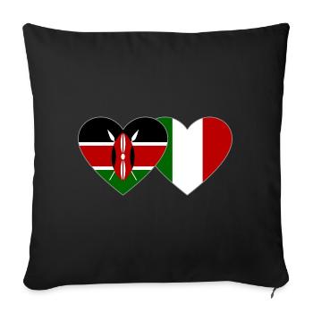 Kenya Italie Flag Heart - Housse de coussin décorative 45 x 45 cm - noir - Devant