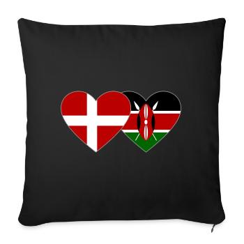 Dänemark Kenia Flagge Herz - Sofakissenbezug 45 x 45 cm - Schwarz - Vorne