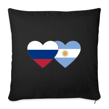 Russia Argentina Flag Heart - Sofa pillowcase 17,3'' x 17,3'' (45 x 45 cm) - black - Front