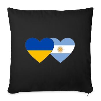 Ukraine Argentine Flag Heart - Housse de coussin décorative 45 x 45 cm - noir - Devant