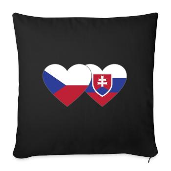 Czech Republic Slovakia Flag Heart - Sofa pillowcase 17,3'' x 17,3'' (45 x 45 cm) - black - Front