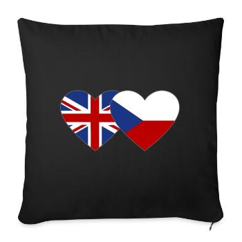 England Tschechien Flagge Herz - Sofakissenbezug 45 x 45 cm - Schwarz - Vorne