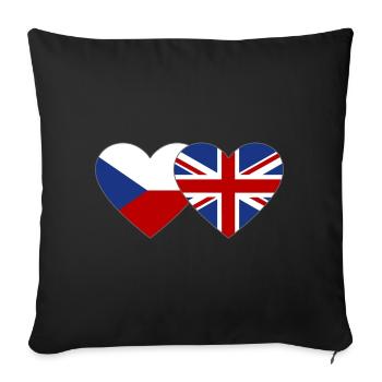 Czech Republic England Flag Heart - Sofa pillowcase 17,3'' x 17,3'' (45 x 45 cm) - black - Front