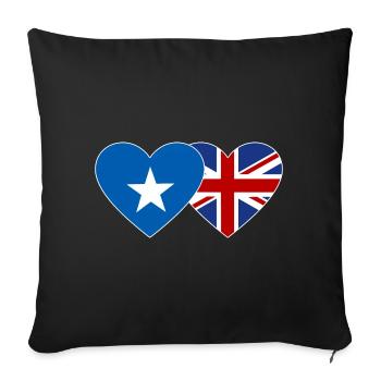 Somalia England Flag Heart - Sofa pillowcase 17,3'' x 17,3'' (45 x 45 cm) - black - Front