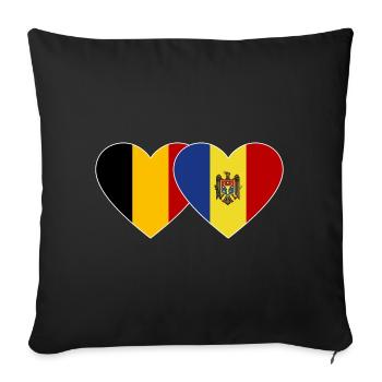 Belgium Moldova Flag Heart - Sofa pillowcase 17,3'' x 17,3'' (45 x 45 cm) - black - Front