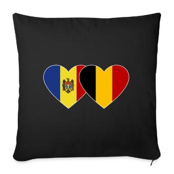 Moldova Belgium Flag Heart - Sofa pillowcase 17,3'' x 17,3'' (45 x 45 cm) - black - Front