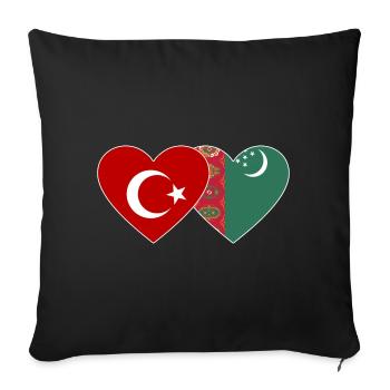 Turkey Turkmenistan Flag Heart - Sofa pillowcase 17,3'' x 17,3'' (45 x 45 cm) - black - Front