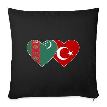 Turkmenistan Turkey Flag Heart - Sofa pillowcase 17,3'' x 17,3'' (45 x 45 cm) - black - Front