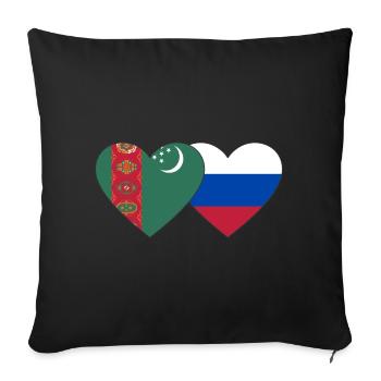 Turkmenistan Russia Flag Heart - Sofa pillowcase 17,3'' x 17,3'' (45 x 45 cm) - black - Front