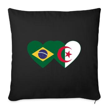 Brazil Algeria Flag Heart - Sofa pillowcase 17,3'' x 17,3'' (45 x 45 cm) - black - Front