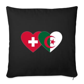 Switzerland Algeria Flag Heart - Sofa pillowcase 17,3'' x 17,3'' (45 x 45 cm) - black - Front