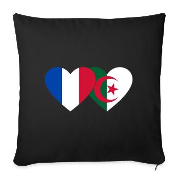 France Algeria Flag Heart - Sofa pillowcase 17,3'' x 17,3'' (45 x 45 cm) - black - Front