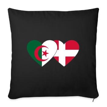 Algérie Danemark Drapeau Coeur - Housse de coussin décorative 45 x 45 cm - noir - Devant