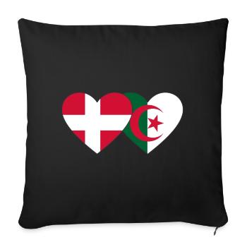 Denmark Algeria Flag Heart - Sofa pillowcase 17,3'' x 17,3'' (45 x 45 cm) - black - Front