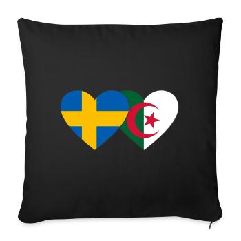 Sweden Algeria Flag Heart - Sofa pillowcase 17,3'' x 17,3'' (45 x 45 cm) - black - Front