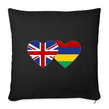 England Mauritius Flag Heart - Sofa pillowcase 17,3'' x 17,3'' (45 x 45 cm) - black - Front