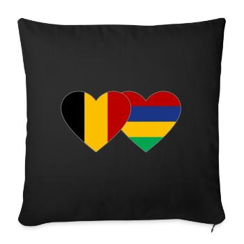 Belgium Mauritius Flag Heart - Sofa pillowcase 17,3'' x 17,3'' (45 x 45 cm) - black - Front