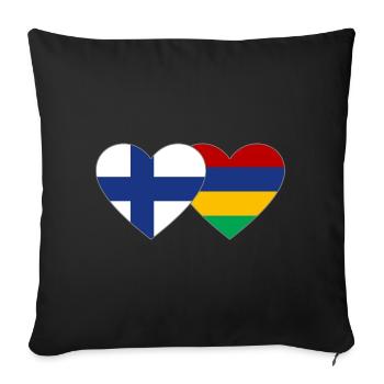 Finland Mauritius Flag Heart - Sofa pillowcase 17,3'' x 17,3'' (45 x 45 cm) - black - Front