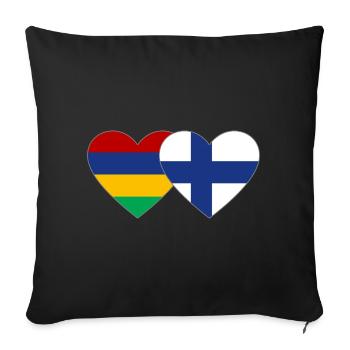 Mauritius Finland Flag Heart - Sofa pillowcase 17,3'' x 17,3'' (45 x 45 cm) - black - Front