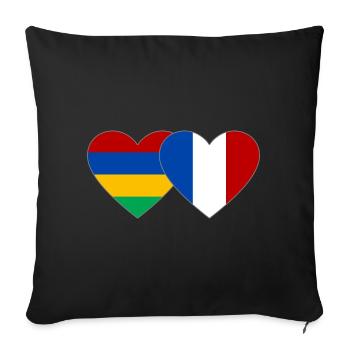 Maurice France Flag Coeur - Housse de coussin décorative 45 x 45 cm - noir - Devant