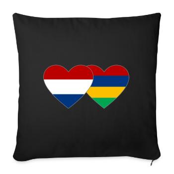 Cœur de drapeau de l’île Maurice en Hollande - Housse de coussin décorative 45 x 45 cm - noir - Devant