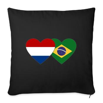 Holland Brazil Flag Heart - Sofa pillowcase 17,3'' x 17,3'' (45 x 45 cm) - black - Front