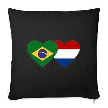 Brazil Holland Flag Heart - Sofa pillowcase 17,3'' x 17,3'' (45 x 45 cm) - black - Front