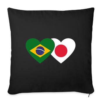 Brésil Japon Flag Heart - Housse de coussin décorative 45 x 45 cm - noir - Devant