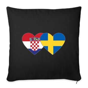 Croatie Suède Flag Coeur - Housse de coussin décorative 45 x 45 cm - noir - Devant
