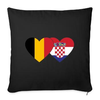 Belgique Croatie Flag Coeur - Housse de coussin décorative 45 x 45 cm - noir - Devant