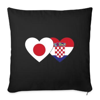 Japan Croatia Flag Heart - Sofa pillowcase 17,3'' x 17,3'' (45 x 45 cm) - black - Front