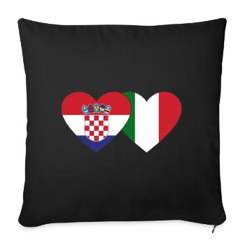 Croatie Italie Flag Coeur - Housse de coussin décorative 45 x 45 cm - noir - Devant