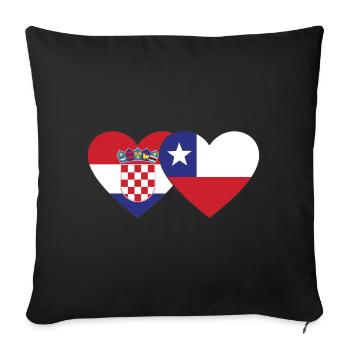 Croatie Chili Flag Coeur - Housse de coussin décorative 45 x 45 cm - noir - Devant