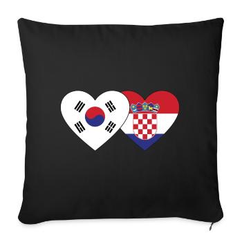 Corée du Sud Croatie Drapeau Coeur - Housse de coussin décorative 45 x 45 cm - noir - Devant