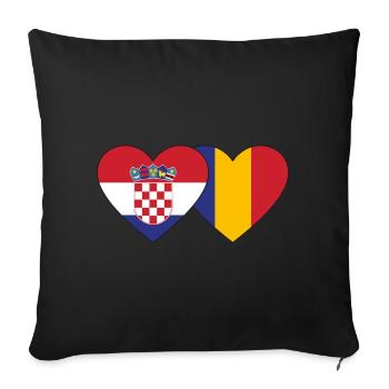 Croatia Romania Flag Heart - Sofa pillowcase 17,3'' x 17,3'' (45 x 45 cm) - black - Front