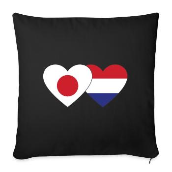 Japon Cœur de drapeau de Hollande - Housse de coussin décorative 45 x 45 cm - noir - Devant