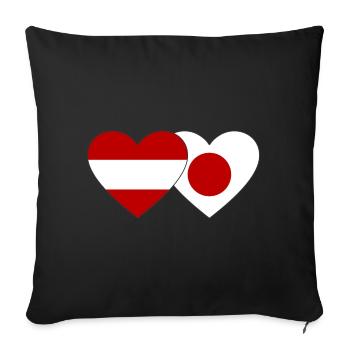 Austria Japan Flag Heart - Sofa pillowcase 17,3'' x 17,3'' (45 x 45 cm) - black - Front