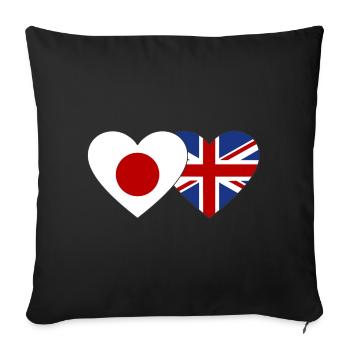 Japan England Flagge Herz - Sofakissenbezug 45 x 45 cm - Schwarz - Vorne