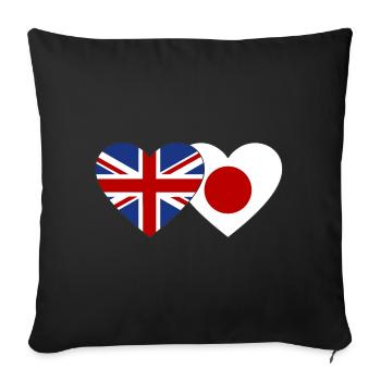 England Japan Flagge Herz - Sofakissenbezug 45 x 45 cm - Schwarz - Vorne