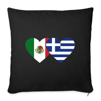 Mexico Greece Flag Heart - Sofa pillowcase 17,3'' x 17,3'' (45 x 45 cm) - black - Front