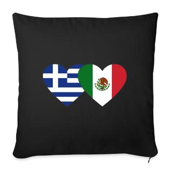 Greece Mexico Flag Heart - Sofa pillowcase 17,3'' x 17,3'' (45 x 45 cm) - black - Front