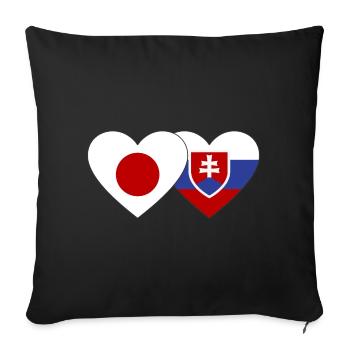 Japan Slovakia Flag Heart - Sofa pillowcase 17,3'' x 17,3'' (45 x 45 cm) - black - Front